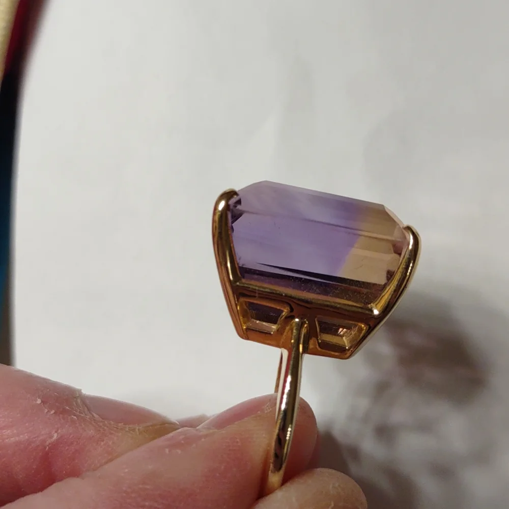 Ametrine ring 14kt yellow gold Large Statement Ring